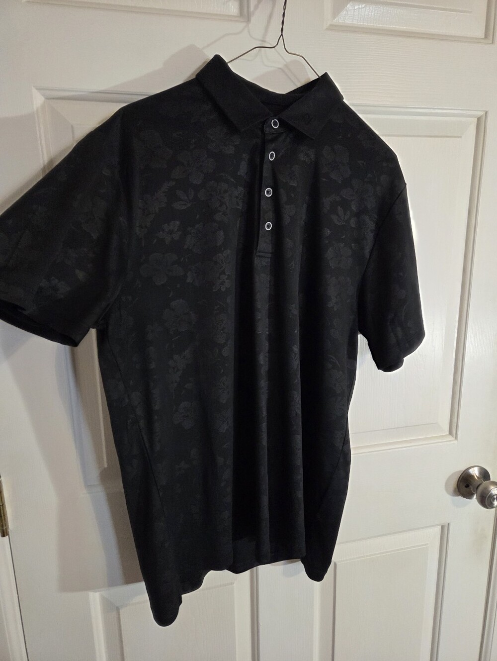 Zyia Active Black Floral Men's Golf Polo Size L 🌺